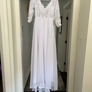 White lace wedding dress